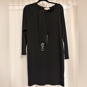 MICHAEL Michael Kors Black Long-Sleeve Belted Shift Dress